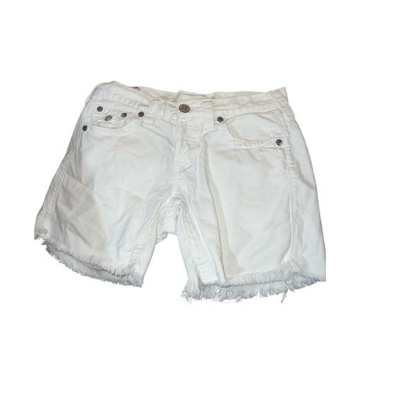 True Religion White Frayed Jean Shorts - Picture 5 of 5